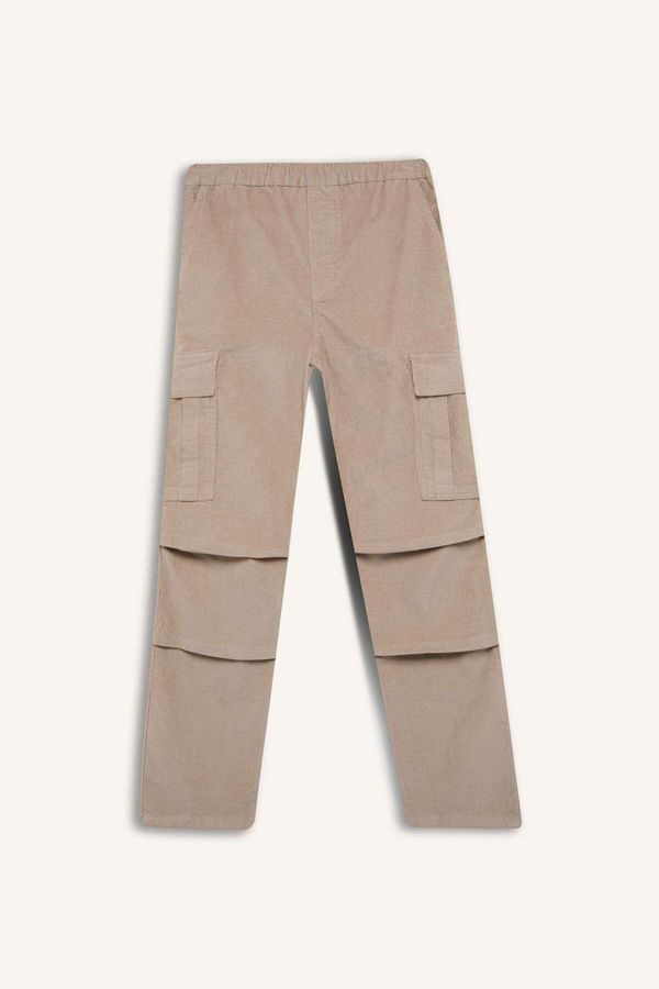 DEFACTO DEFACTO DFC - Corduroy Trousers Wide Leg Cargo Pocket Straight Leg