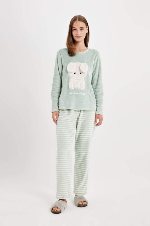 DEFACTO DEFACTO DFC - Fall in Love Printed Long Sleeve Welsoft Plush Pajama Set