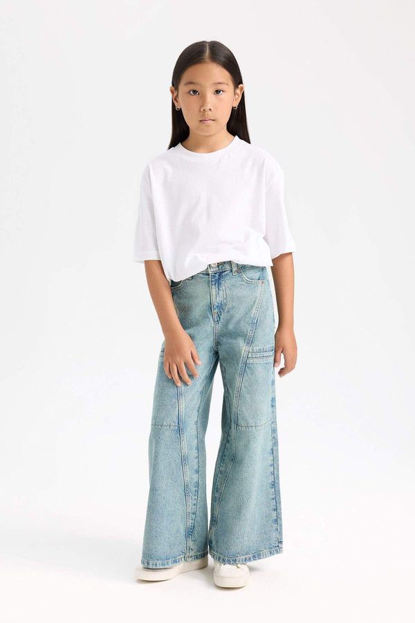 DEFACTO DEFACTO Dfc - Girls' Wide Leg Wide Leg Cargo Pocket Jean Pants