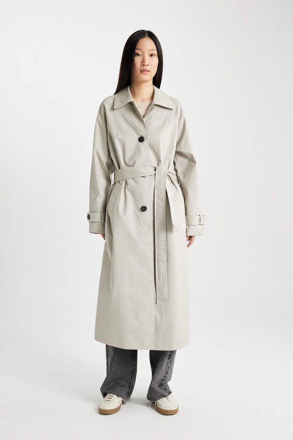 DEFACTO DEFACTO DFC - Regular Fit Belted Long Trench Coat