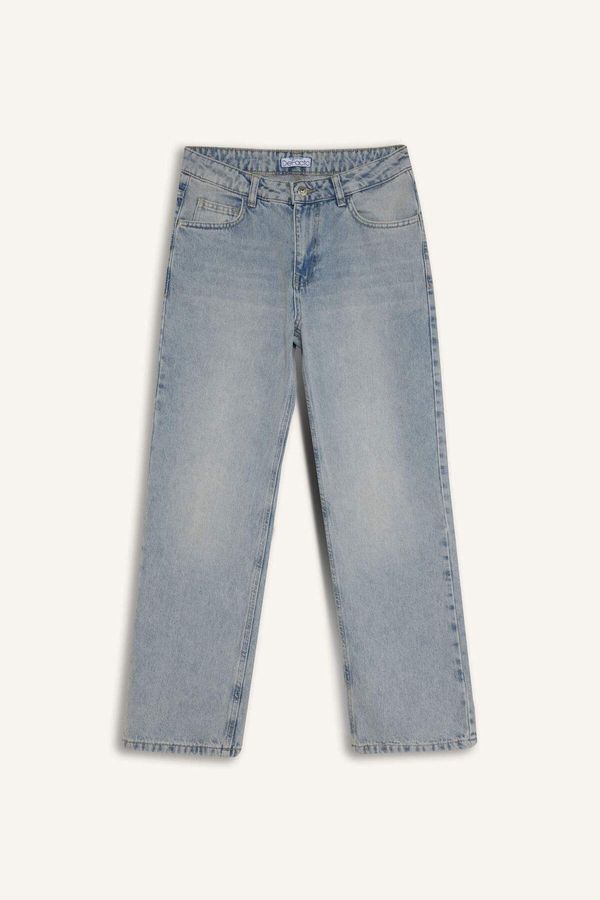 DEFACTO DEFACTO DFM - Straight Fit High Waist Ankle Length Jean Washed Trousers