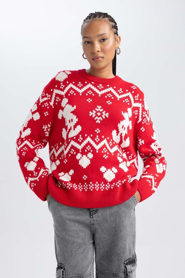 DEFACTO DEFACTO Disney Mickey & Minnie Christmas Themed Crew Neck Sweater