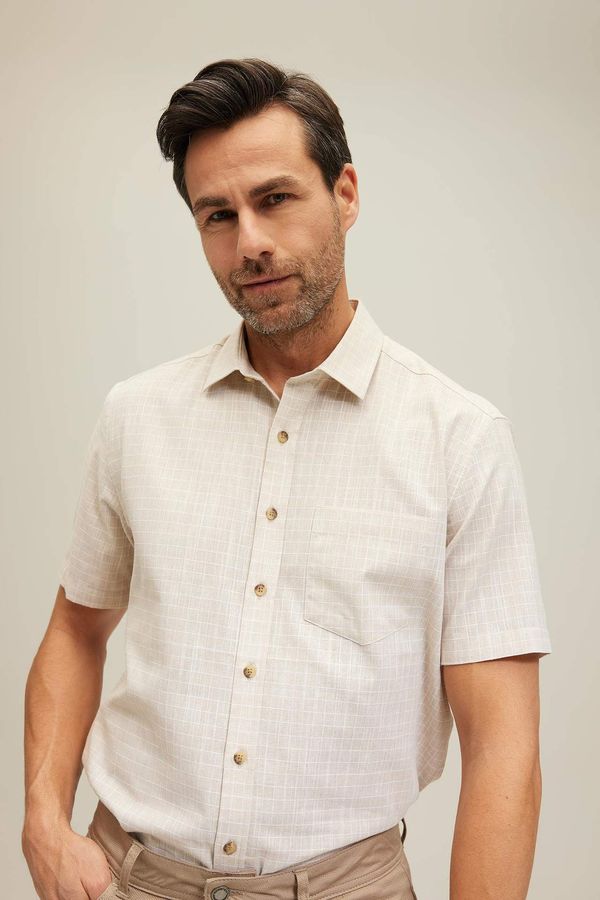DEFACTO DEFACTO Elder Regular Fit Shirt Collar Textured Short Sleeve Shirt