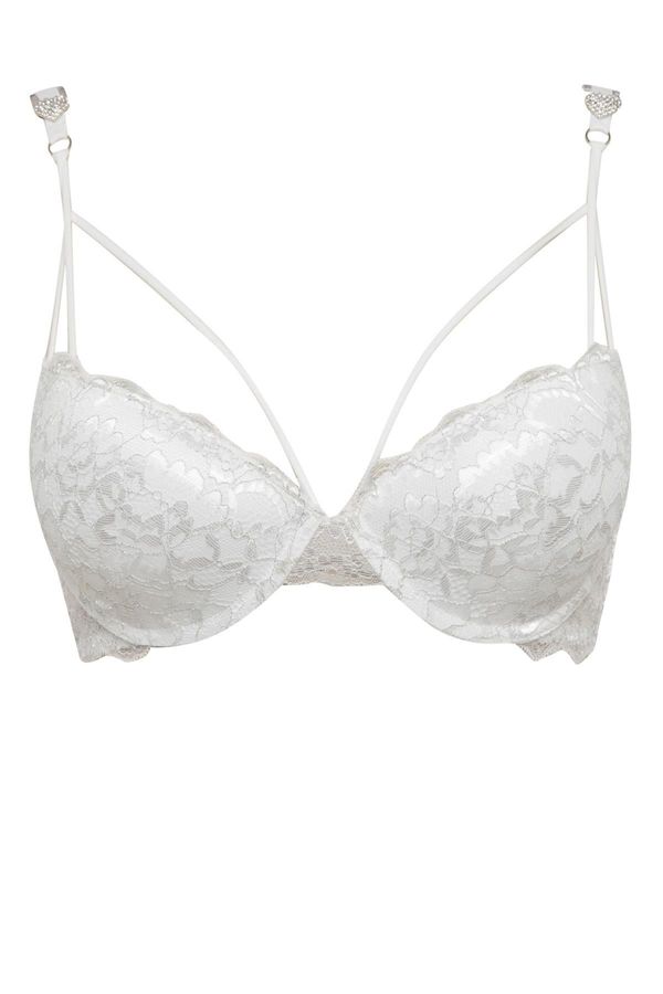 DEFACTO DEFACTO Fall In Love Bridal Lace White Push Up Underwire Bra