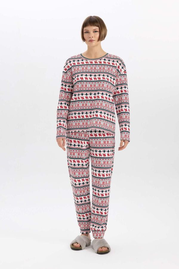 DEFACTO DEFACTO Fall In Love Christmas Themed Patterned Waffle Pajama Bottoms