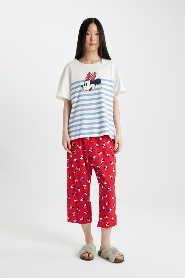 DEFACTO DEFACTO Fall in Love Disney Mickey & Minnie Regular Fit Short Sleeve Pajama Set