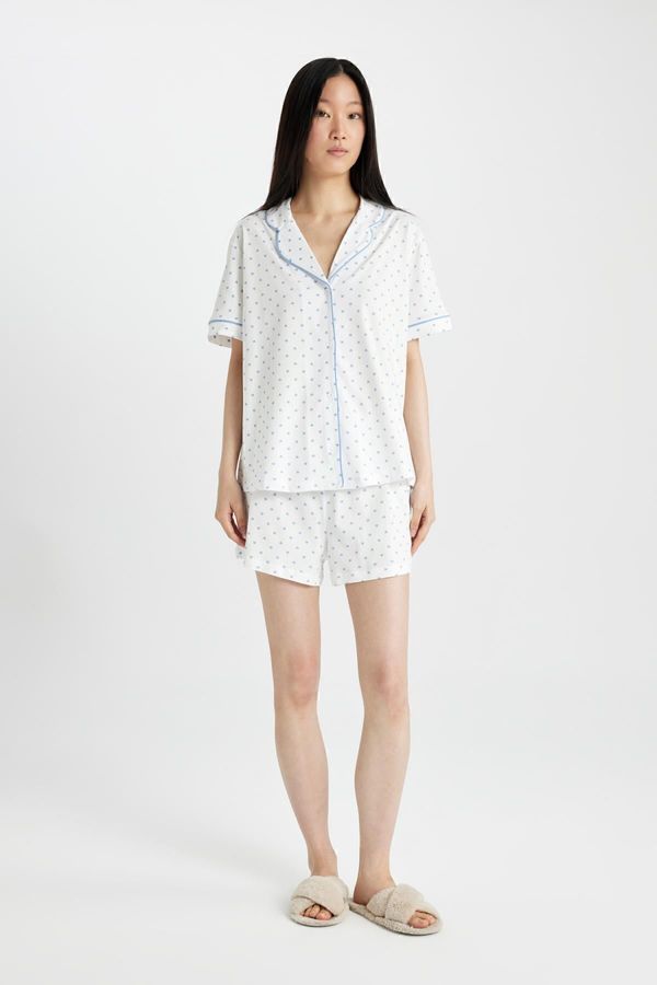 DEFACTO DEFACTO Fall In Love Regular Fit Patterned Short Sleeve Pajama Set with Shorts