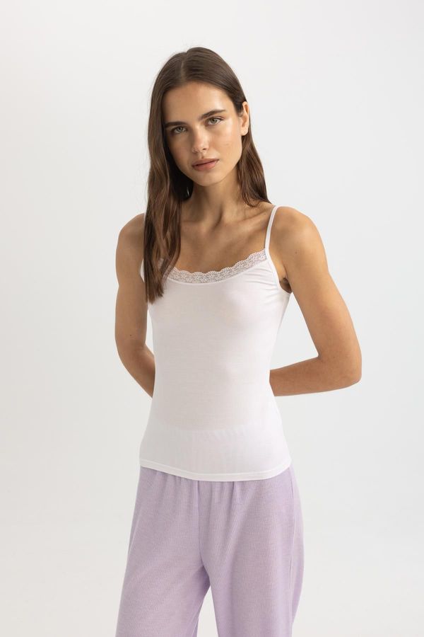 DEFACTO DEFACTO Fall in Love Regular Fit Thin Strap White Modal Undershirt