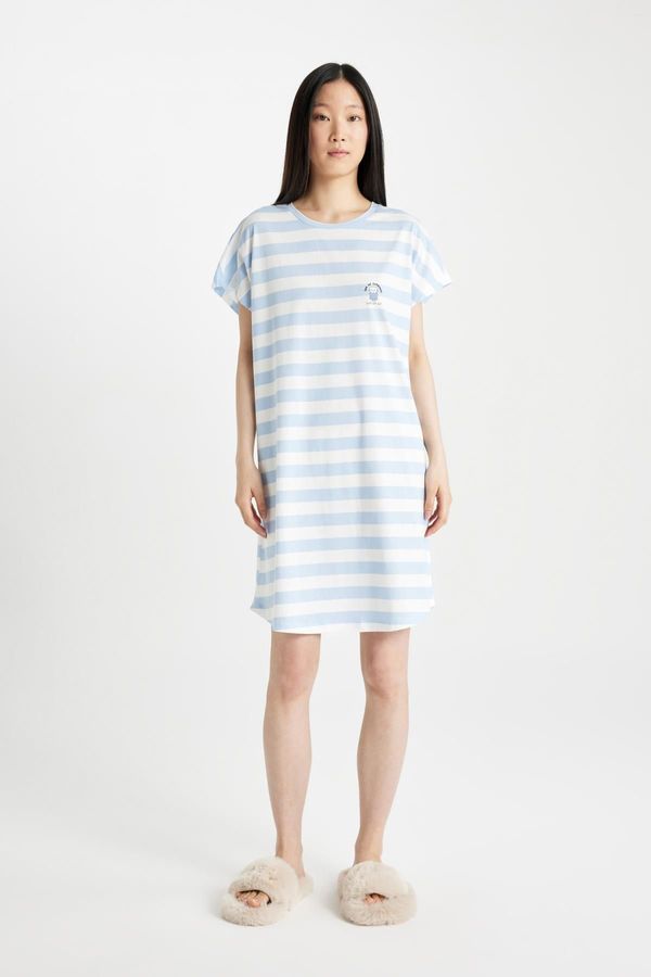 DEFACTO DEFACTO Fall in Love Striped Crew Neck Short Sleeve Nightgown