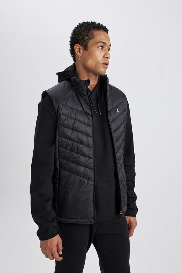DEFACTO DEFACTO Fit Slim Fit Puffer Vest Slim Cut Water Repellent Windproof Zippered Pocket