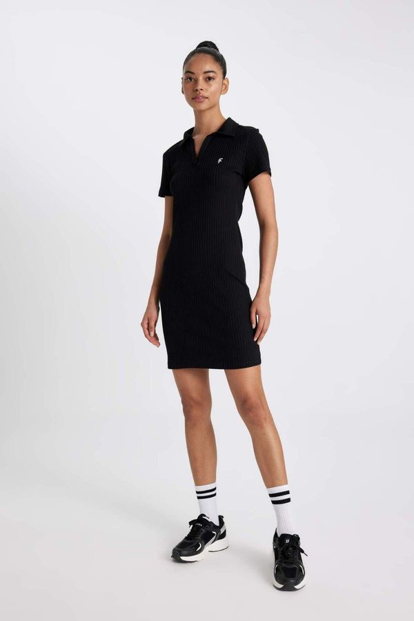 DEFACTO DEFACTO Fit Slim Fit Shirt Collar Short Sleeve Rib Dress