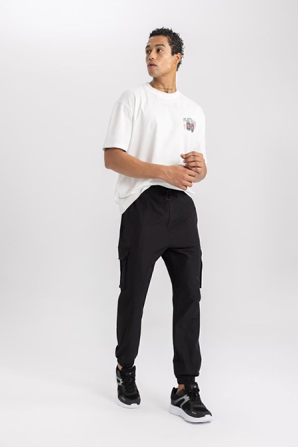 DEFACTO DEFACTO Fit Sports Jogger Sweatpants Standard Fit Cargo Pocket Woven Waist Elastic Leg