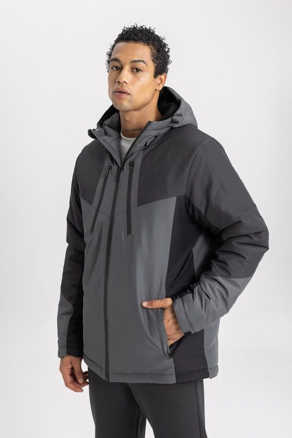 DEFACTO DEFACTO Fit Water Repellent Slim Fit Hooded Jacket with Zippered Pocket