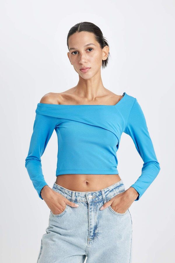 DEFACTO DEFACTO Fitted Off-the-Shoulder Long Sleeve T-Shirt