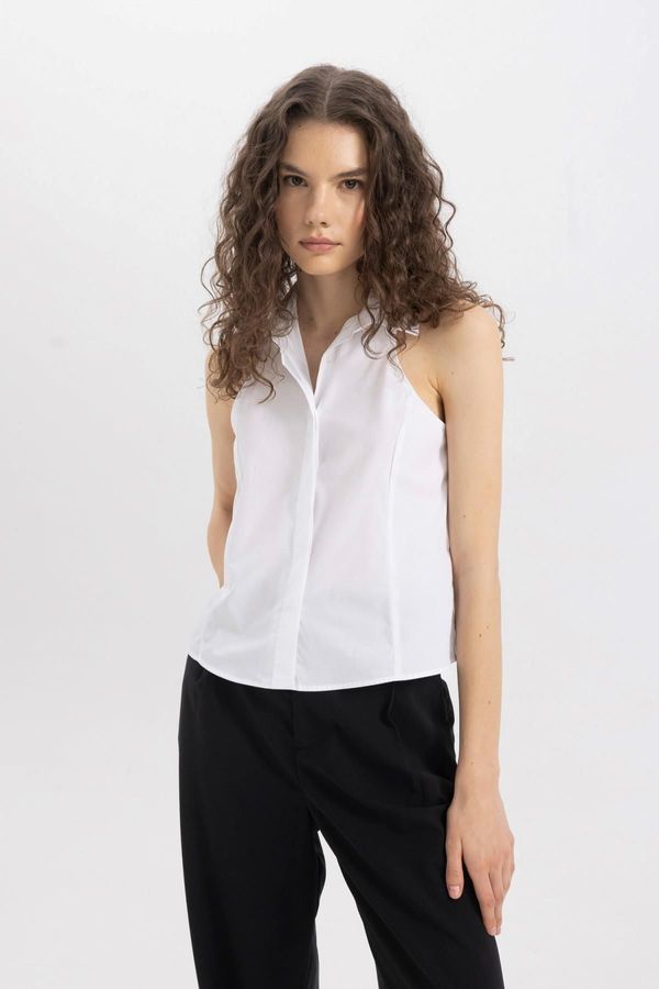 DEFACTO DEFACTO Fitted Poplin Sleeveless Shirt