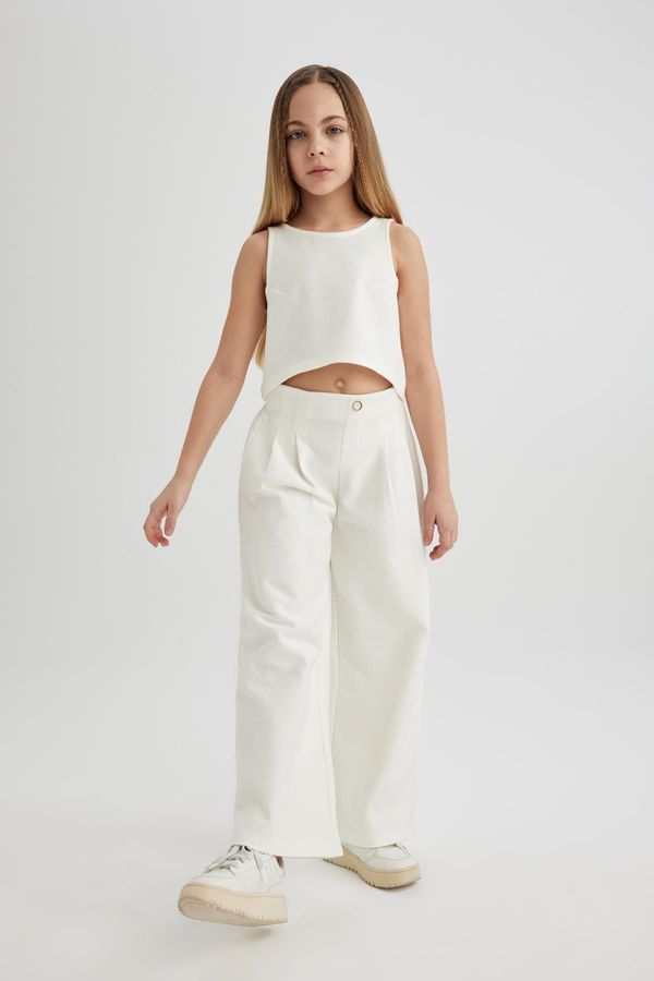 DEFACTO DEFACTO Girl 2-Piece Set Crew Neck Sleeveless Basic Plain Blouse Pants