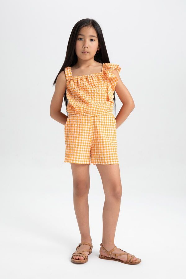 DEFACTO DEFACTO Girl 2-Piece Set Crinkle Strap Plaid Blouse Shorts