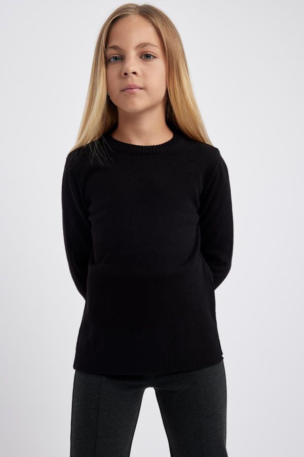 DEFACTO DEFACTO Girl Black Crew Neck School Sweater