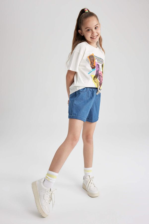 DEFACTO DEFACTO Girl Elastic Waisted Jean Shorts