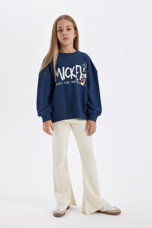 DEFACTO DEFACTO Girl Flare Fit Bell-bottom Basic Plain Knitwear Trousers