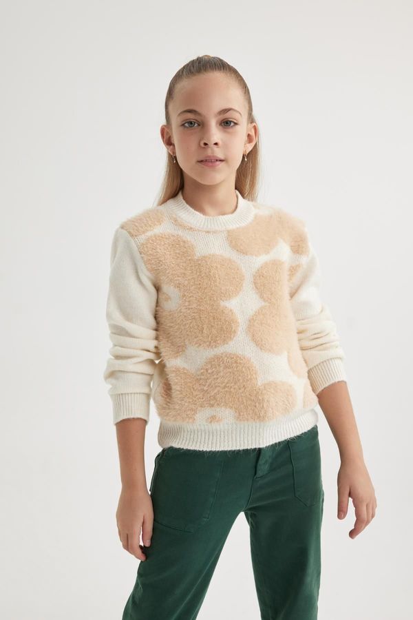 DEFACTO DEFACTO Girl Floral Crew Neck Knitwear Sweater