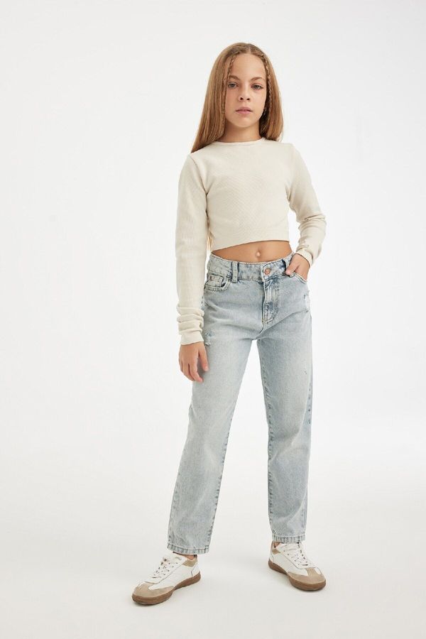 DEFACTO DEFACTO Girl Mom Fit Ripped Detail Skinny Leg Pocket Jeans