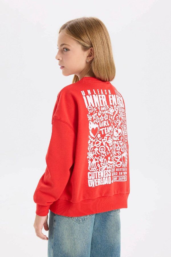 DEFACTO DEFACTO Girl Oversize Fit Crew Neck Printed Sweatshirt