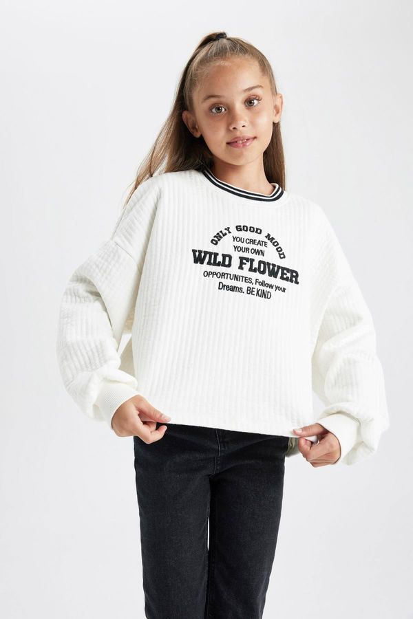 DEFACTO DEFACTO Girl Oversize Fit Crew Neck Printed Sweatshirt