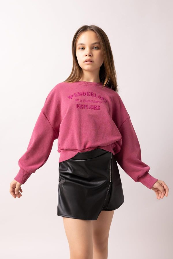 DEFACTO DEFACTO Girl Oversize Fit Crew Neck Printed Sweatshirt