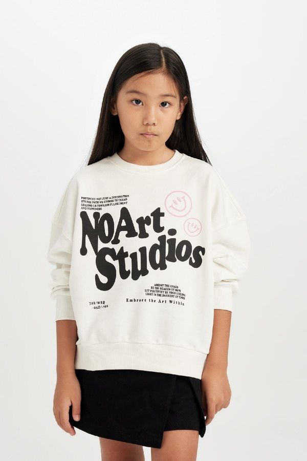 DEFACTO DEFACTO Girl Oversize Fit Crew Neck Sweatshirt