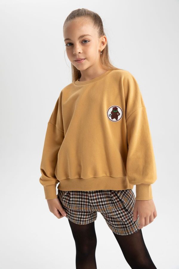 DEFACTO DEFACTO Girl Oversize Fit Wide Pattern Crew Neck Sweatshirt