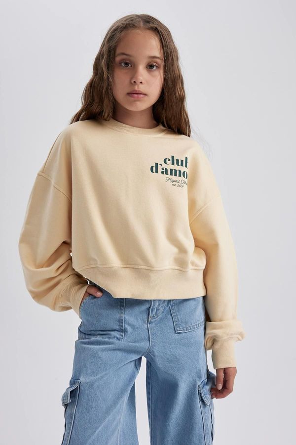 DEFACTO DEFACTO Girl Oversize Wide Pattern Printed Sweatshirt