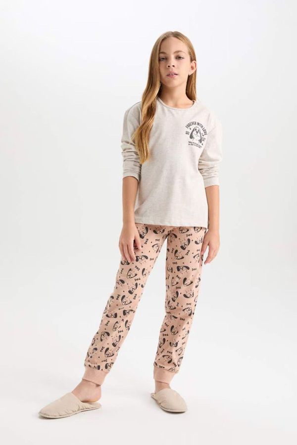 DEFACTO DEFACTO Girl Printed Long Sleeve Top Patterned Elastic Waist Long Bottom Pajama Set