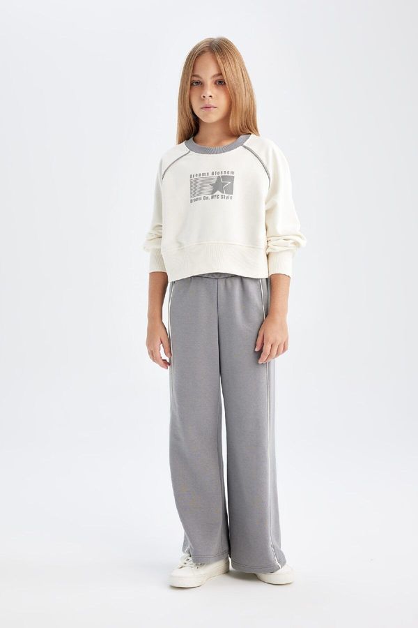 DEFACTO DEFACTO Girl Printed Sweatshirt Tracksuit Bottom 2-Piece Set