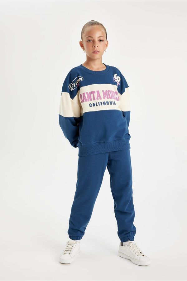 DEFACTO DEFACTO Girl Printed Sweatshirt Tracksuit Bottom 2-Piece Set