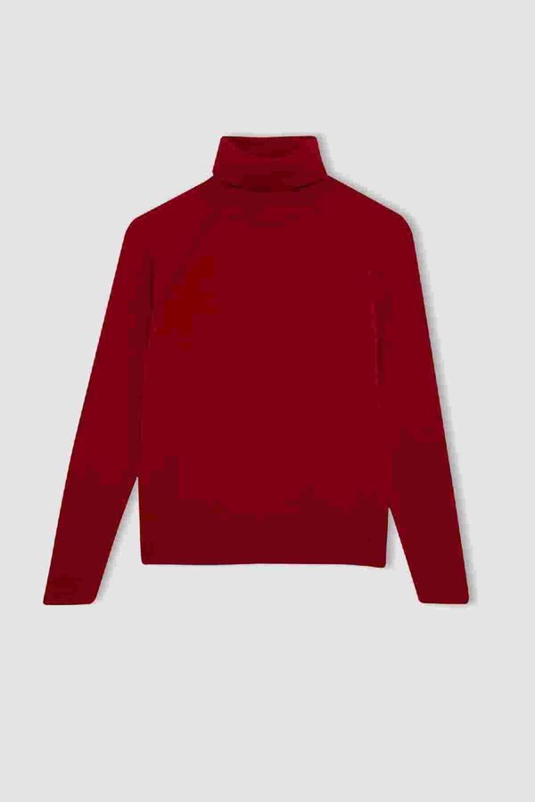 DEFACTO DEFACTO Girl Red Turtleneck Basic Plain Knitwear Sweater