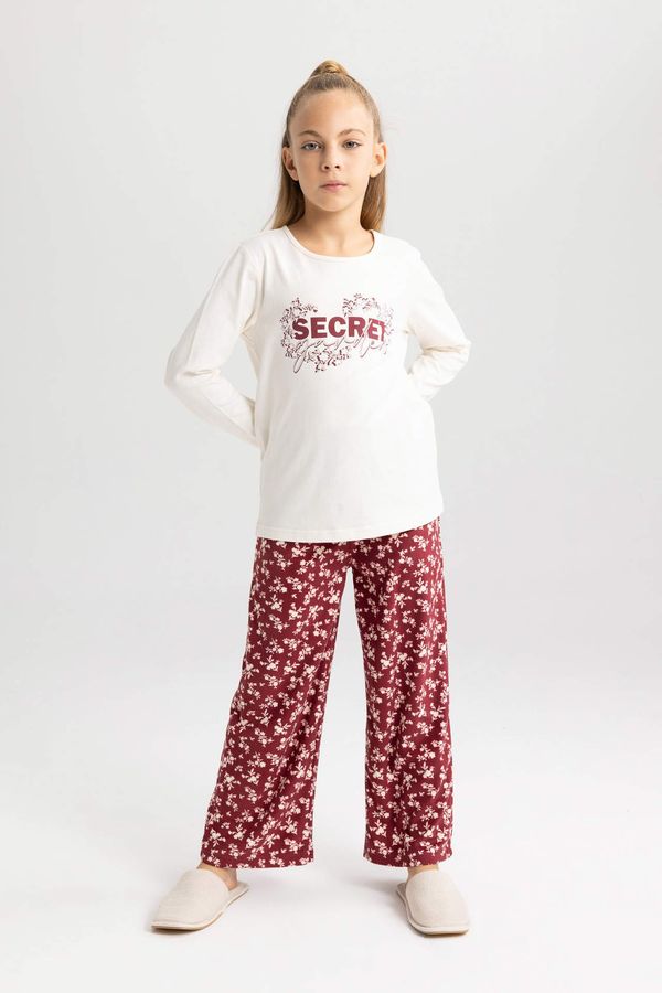 DEFACTO DEFACTO Girl Regular Fit Combed Cotton 2 Piece Pajama Set