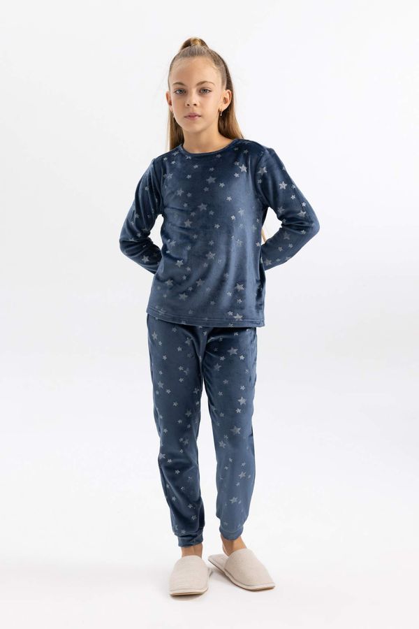 DEFACTO DEFACTO Girl Regular Fit Velvet 2 Piece Pajama Set