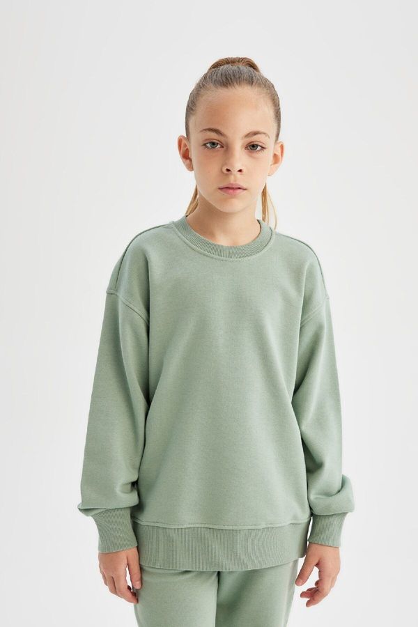 DEFACTO DEFACTO Girl Relax Fit Crew Neck Basic School Sweatshirt