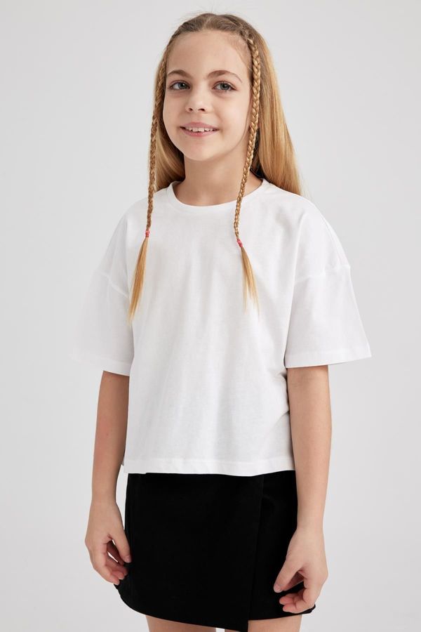 DEFACTO DEFACTO Girl Short Sleeve White T-Shirt