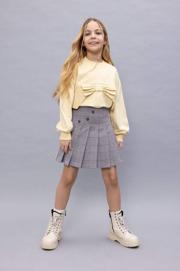 DEFACTO DEFACTO Girl Square Patterned Pleated Skirt