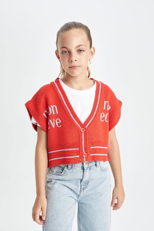 DEFACTO DEFACTO Girl V Neck Knitted Vest