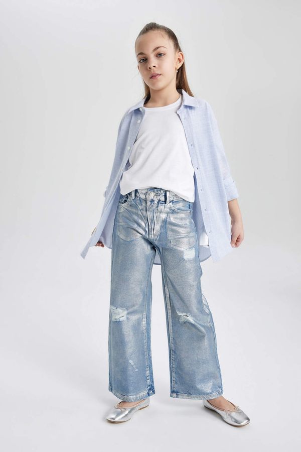 DEFACTO DEFACTO Girl Wide Leg Ripped Detailed Trousers
