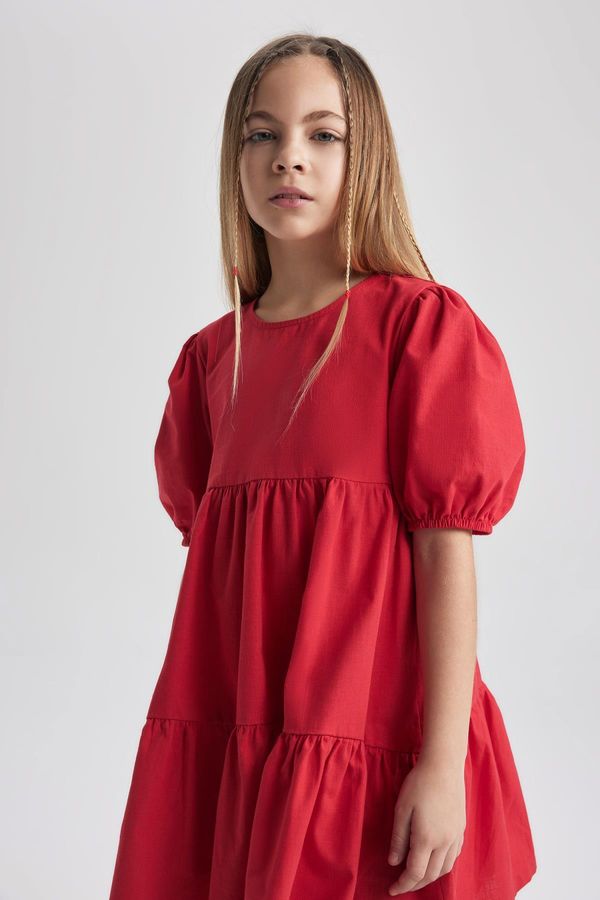 DEFACTO DEFACTO Girl&#39;s Short Sleeve Red Dress