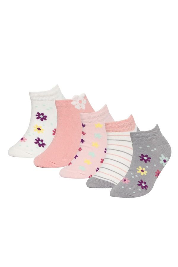 DEFACTO DEFACTO Girl's 5-Piece Cotton Floral Patterned Long Socks