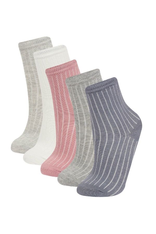 DEFACTO DEFACTO Girl's 5-Piece Cotton Long Socks