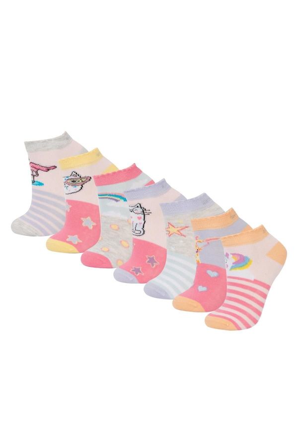 DEFACTO DEFACTO Girl's 7-Piece Cotton Booties Socks