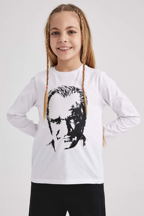 DEFACTO DEFACTO Girls Atatürk Printed Long Sleeved T-Shirt