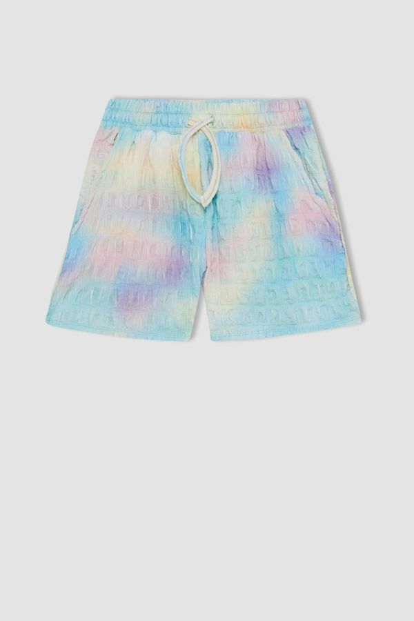 DEFACTO DEFACTO Girl's Batik Patterned Wrinkled Shorts