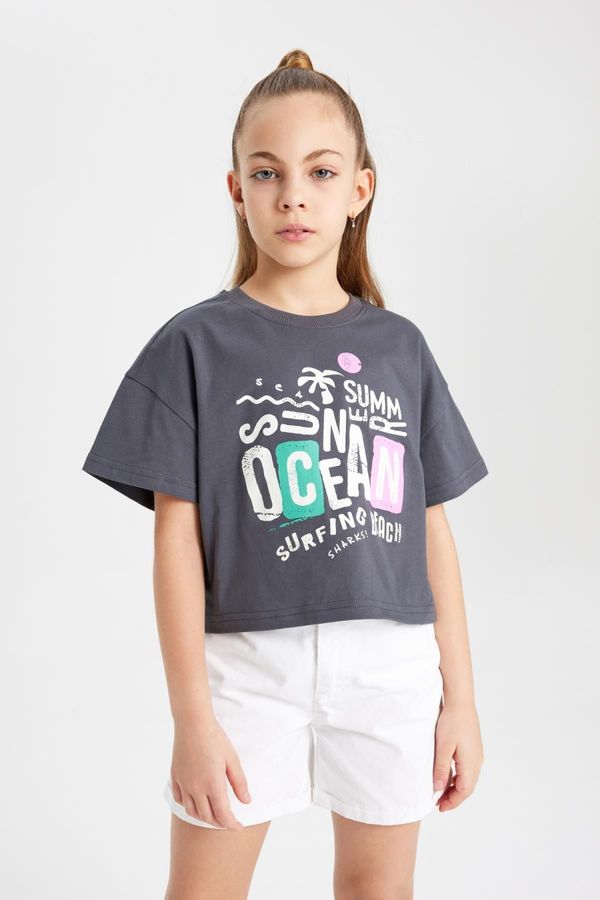 DEFACTO DEFACTO Girl's Boxy Fit Printed Short Sleeve T-Shirt